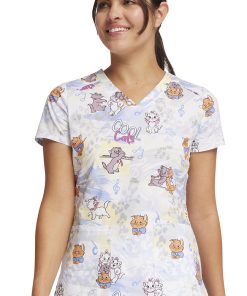 Cherokee Women's Hip Cats Print Scrub Top
