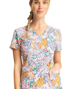 Cherokee Clearance Women's Jungle Pals Print Scrub Top