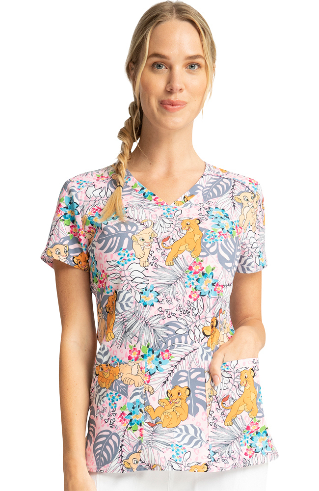 Cherokee Clearance Women's Jungle Pals Print Scrub Top 3 Cherokee Clearance Women's Jungle Pals Print Scrub Top