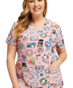 Cherokee Women's Supercute Stickers Print Scrub Top