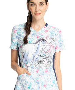 Cherokee Clearance Women's Find Joy Print Scrub Top