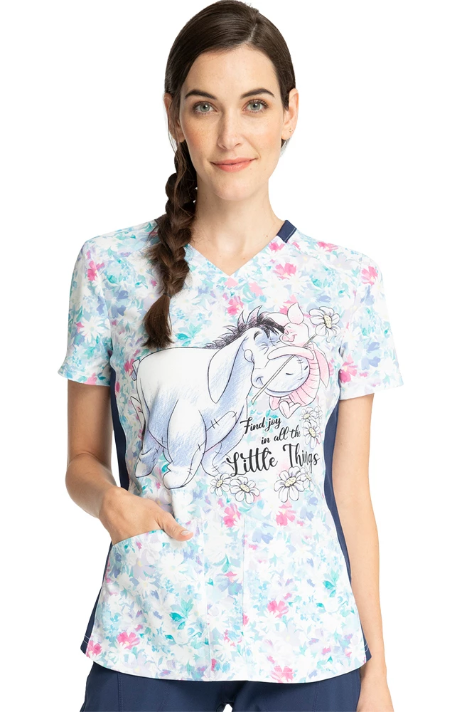 Cherokee Clearance Women's Find Joy Print Scrub Top