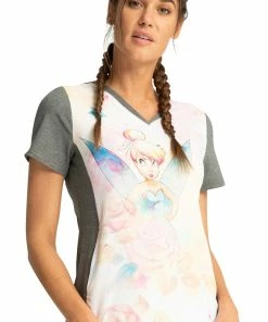 Cherokee Clearance Women's Fairy Wings Print Scrub Top