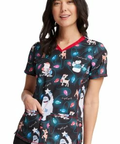 Cherokee Women's Bright Spirits Print Scrub Top