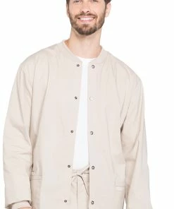 Cherokee Workwear Clearance Men's Snap Front Warm-Up Solid Scrub Jacket