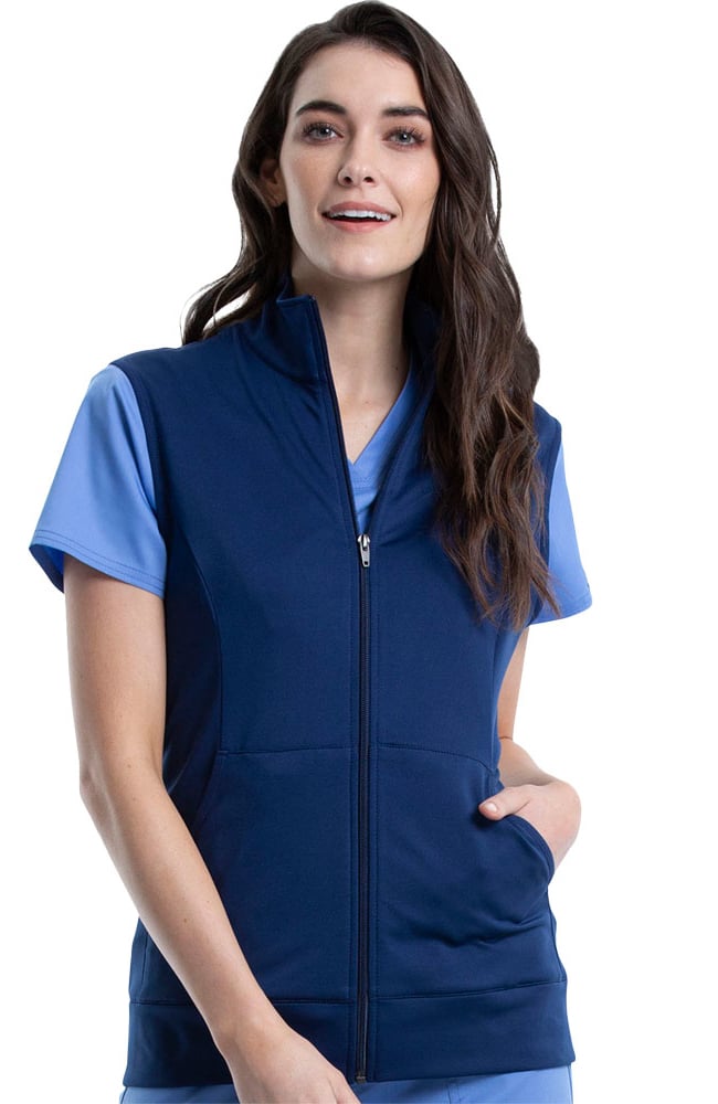 Women's Knit Solid Scrub Vest Cherokee Workwear Women's Knit Solid Scrub Vest -Silverts-shop 1 ck ww521 650