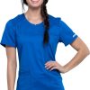 Cherokee Workwear Women's Crew Neck Solid Scrub Top -Silverts-shop 1 ck ww602 650