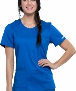 Cherokee Workwear Women's Crew Neck Solid Scrub Top