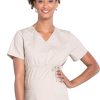 Cherokee Workwear Clearance Women's Maternity Mock Wrap Soft Knit Panel Solid Scrub Top -Silverts-shop 1 ck ww685 clearancekak 650
