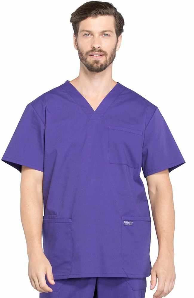 Cherokee Workwear Clearance Men's V-Neck Utility Solid Scrub Top