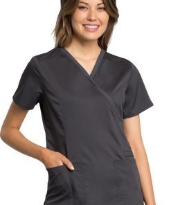 Cherokee Workwear Women's Mock Wrap Solid Scrub Top