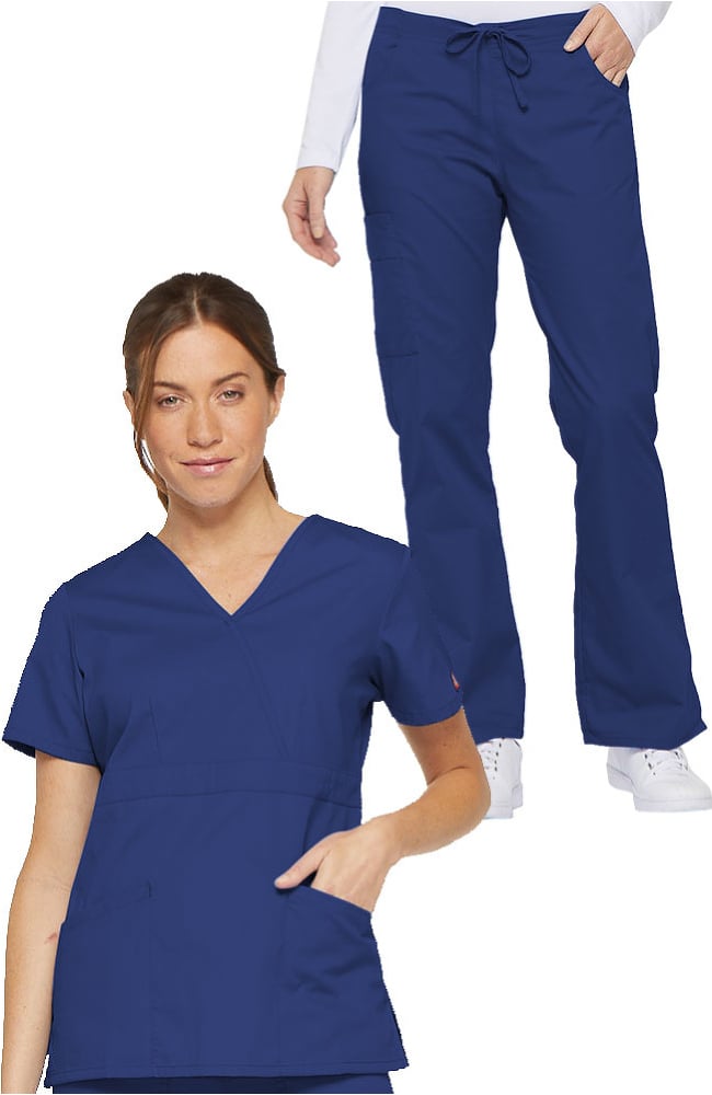 Women's Mock Wrap Top & Drawstring Pant Scrub Set Dickies Women's Mock Wrap Top & Drawstring Pant Scrub Set -Silverts-shop 1 di 11set 650