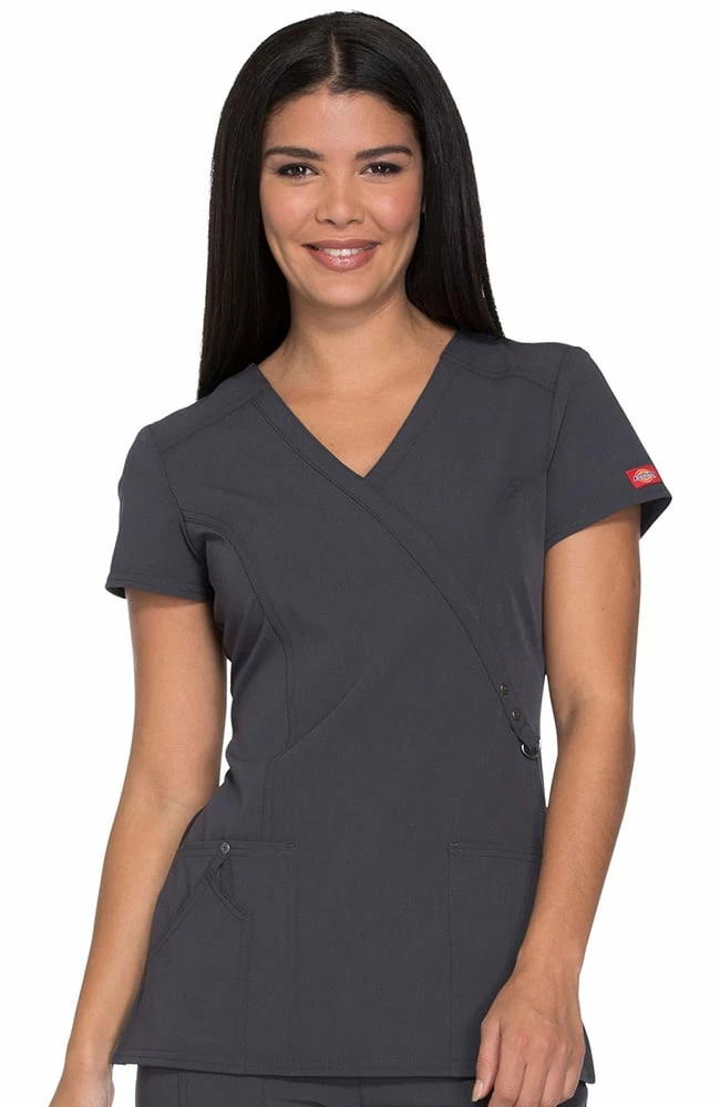 Dickies Clearance Women's Mock Wrap Solid Scrub Top