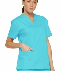 Dickies Clearance Women's V-Neck Solid Scrub Top