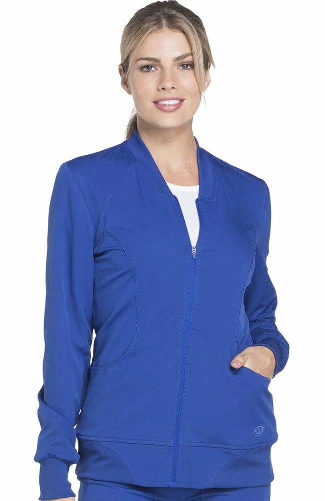 Dickies Clearance Women's Zip Front Warm-Up Solid Scrub Jacket