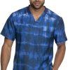 Dickies Clearance Men's Tie Dye Stripes Navy Print Scrub Top -Silverts-shop 1 di dk613 printclearancetyn 650