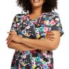 Dickies Women's V-Neck Furever Floral Print Scrub Top -Silverts-shop 1 di dk616 printfvf 650