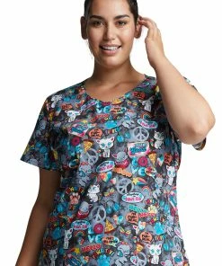 Dickies Clearance Women's Pawsitive Vibes Print Scrub Top