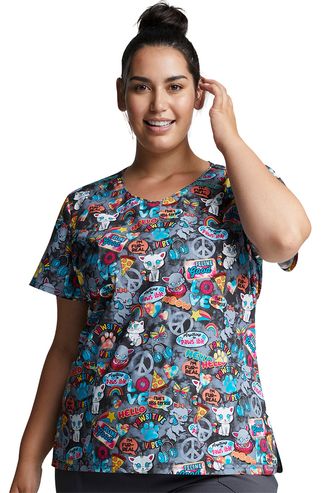 Clearance Women's Pawsitive Vibes Print Scrub Top Dickies Clearance Women's Pawsitive Vibes Print Scrub Top -Silverts-shop 1 di dk700 printclearancepwv 650