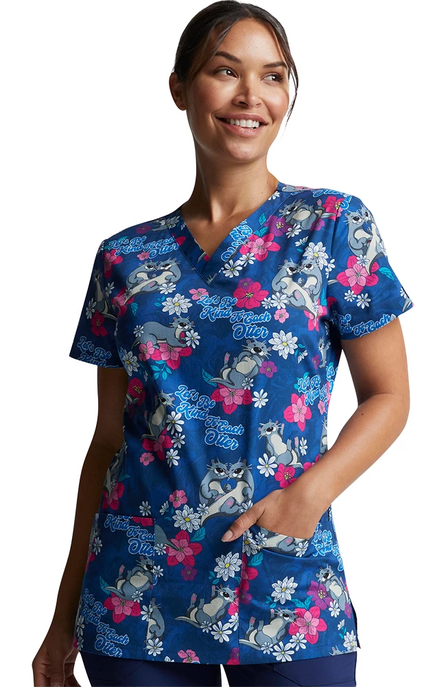 Dickies Clearance Women's Be Kind To Each Otter Print Scrub Top