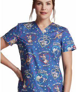 Dickies Clearance Women's Roo-Ting For You Print Scrub Top