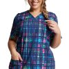 Dickies Women's V-Neck Glowing Plaid Print Scrub Top -Silverts-shop 1 di dk704 printgwp 650