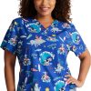 Dickies Women's Cowabunga Friends Print Scrub Top 1 Dickies Women's Cowabunga Friends Print Scrub Top -Silverts-shop 1 di dk717 printcwf 650