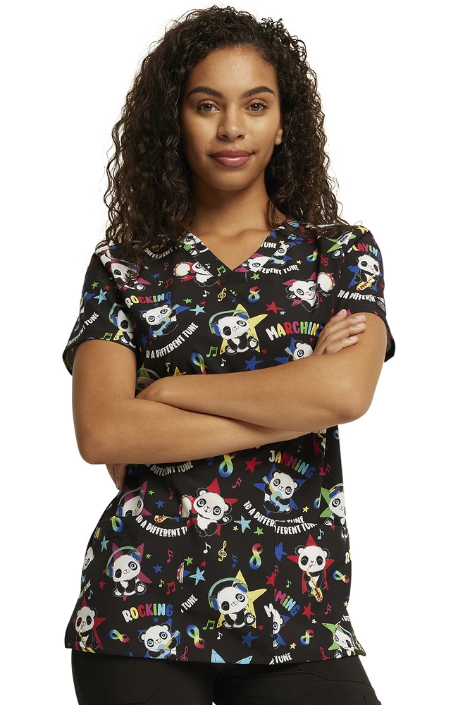 Dickies Women's Different Tune Print Scrub Top