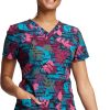 Dickies Women's V-Neck Falling Foliage Print Scrub Top -Silverts-shop 1 di dk717 printfaf 650