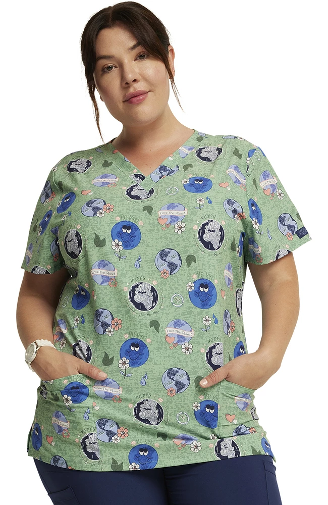 Dickies Women's Happy To Be Here Print Scrub Top