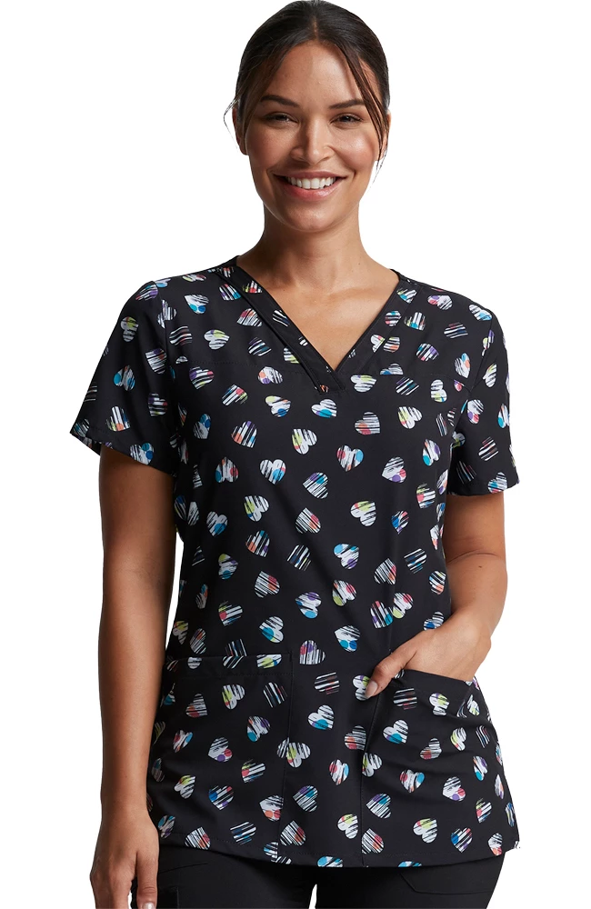 Dickies Clearance Women's Love U Dots Print Scrub Top