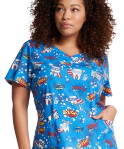 Dickies Clearance Women's Super Smile Print Scrub Top