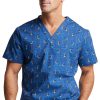 Dickies Clearance Men's Doggone Cool Print Scrub Top -Silverts-shop 1 di dk725 printclearancedgc 650