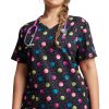 Dickies Women's V-Neck Dot's Poppin' Print Scrub Top -Silverts-shop 1 di dk731 printdtp 650