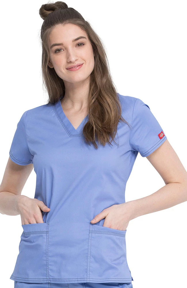 Dickies Clearance Women's V-Neck Solid Scrub Top
