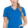 Dickies Women's V-Neck Rib Knit Panel Solid Scrub Top -Silverts-shop 1 di dk870 650