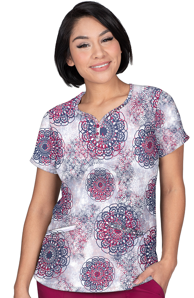 Clearance Women's Isabel Dreamy Lace Print Scrub Top Healing Hands Clearance Women's Isabel Dreamy Lace Print Scrub Top -Silverts-shop 1 hh 2218 printclearancedml 650