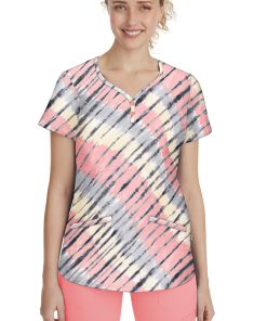 Healing Hands Clearance Women's Isabel Tie Dye Wave Print Scrub Top