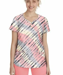 Healing Hands Clearance Women's Isabel Tie Dye Wave Print Scrub Top
