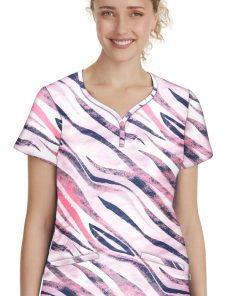 Healing Hands Clearance Women's Isabel Wild Stripes Print Scrub Top