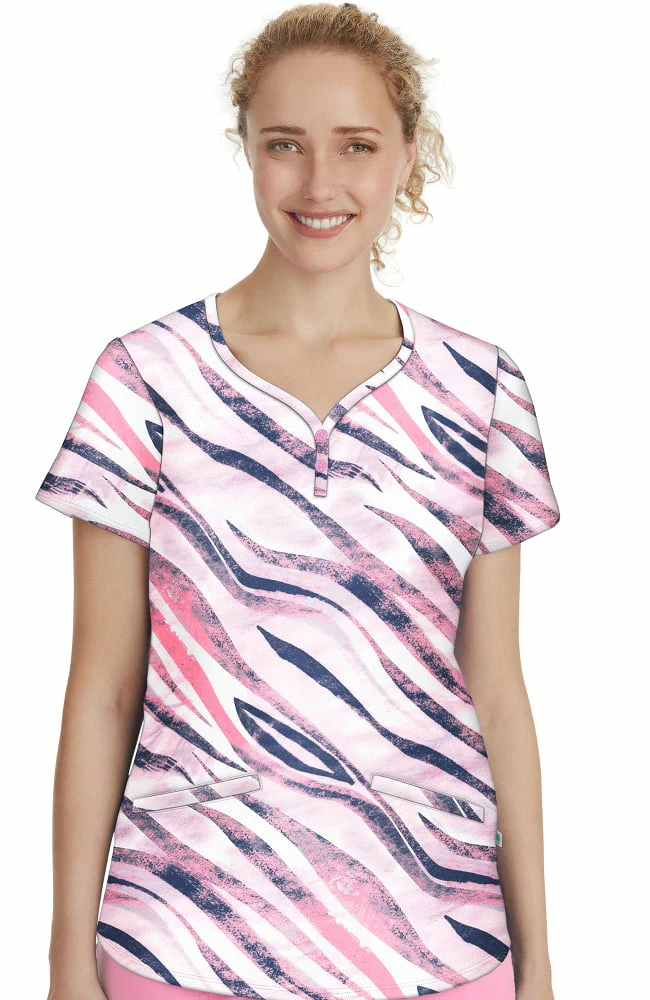 Healing Hands Clearance Women's Isabel Wild Stripes Print Scrub Top