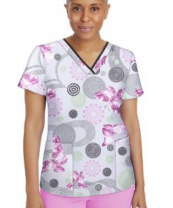 Healing Hands Clearance Women's Amanda Delightful Spirit Print Scrub Top