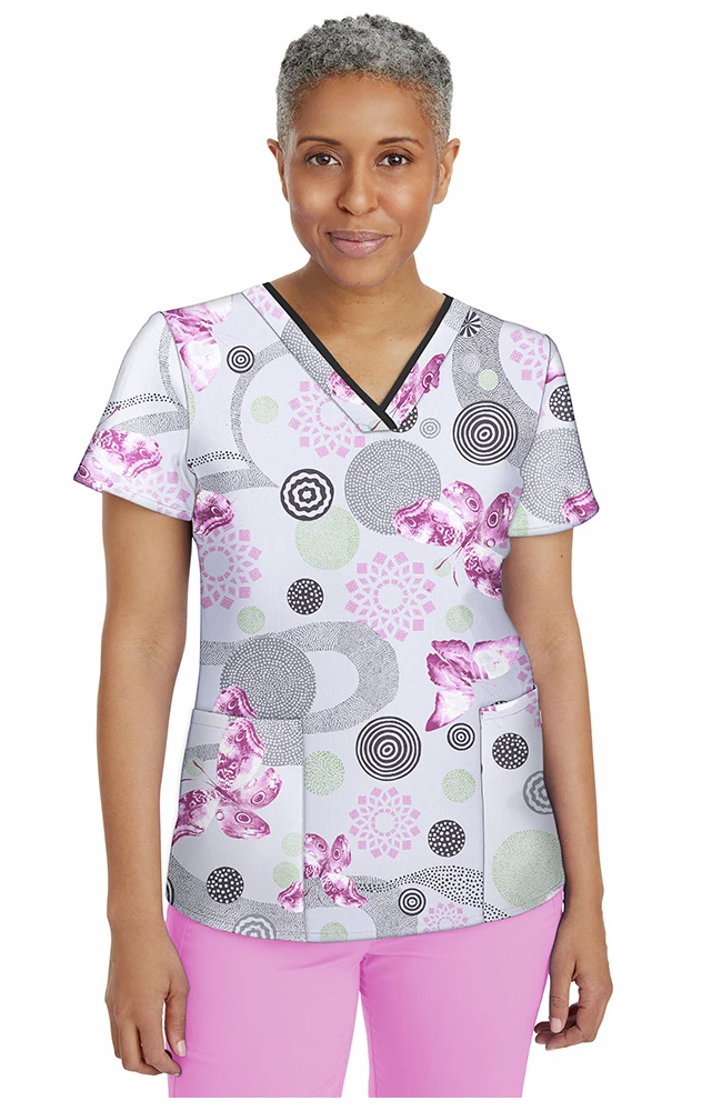 Healing Hands Clearance Women's Amanda Delightful Spirit Print Scrub Top
