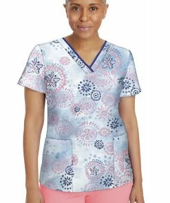 Healing Hands Clearance Women's Amanda Mystic Watercolor Print Scrub Top
