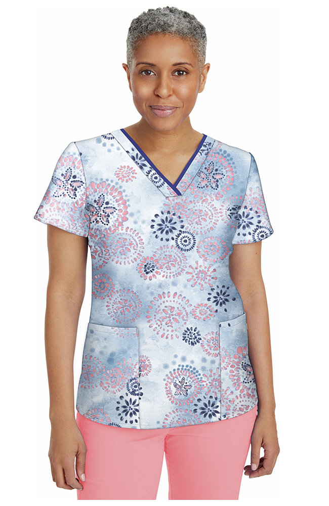Clearance Women's Amanda Mystic Watercolor Print Scrub Top Healing Hands Clearance Women's Amanda Mystic Watercolor Print Scrub Top -Silverts-shop 1 hh 2266 printclearancemwc 650