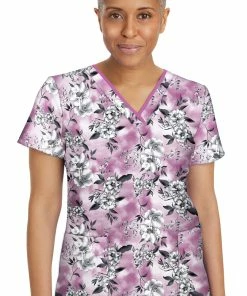Healing Hands Clearance Women's Amanda Serene Bouquet Print Scrub Top