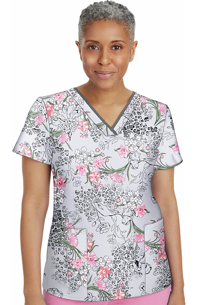 Healing Hands Clearance Women's Amanda Wild Flower Print Scrub Top