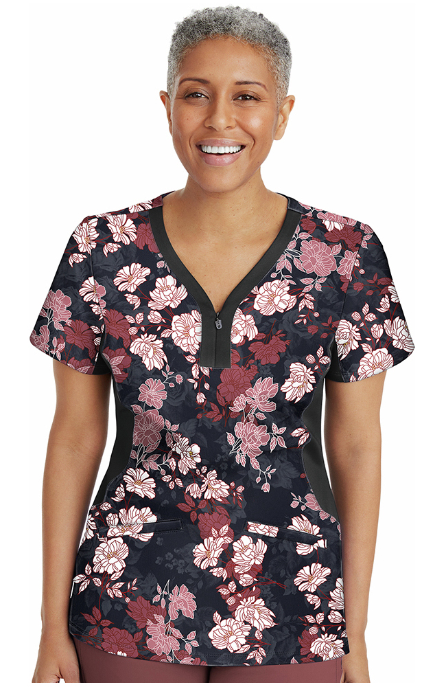 Clearance Women's Jessi Y-Neck Autumn Florals Print Scrub Top Healing Hands Clearance Women's Jessi Y-Neck Autumn Florals Print Scrub Top -Silverts-shop 1 hh 2270 printclearanceatf 650