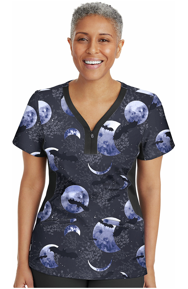 Clearance Women's Jessi Y-Neck Wicked Moon Print Scrub Top Healing Hands Clearance Women's Jessi Y-Neck Wicked Moon Print Scrub Top -Silverts-shop 1 hh 2270 printclearancewim 650