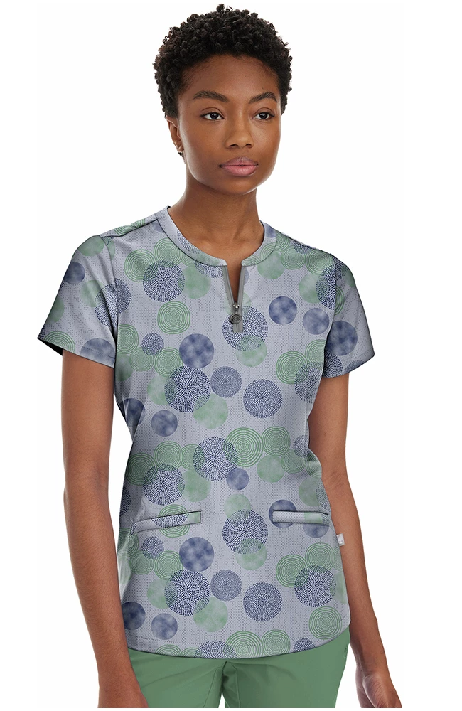 Healing Hands Clearance Women's Ivy Circular Flow Print Scrub Top